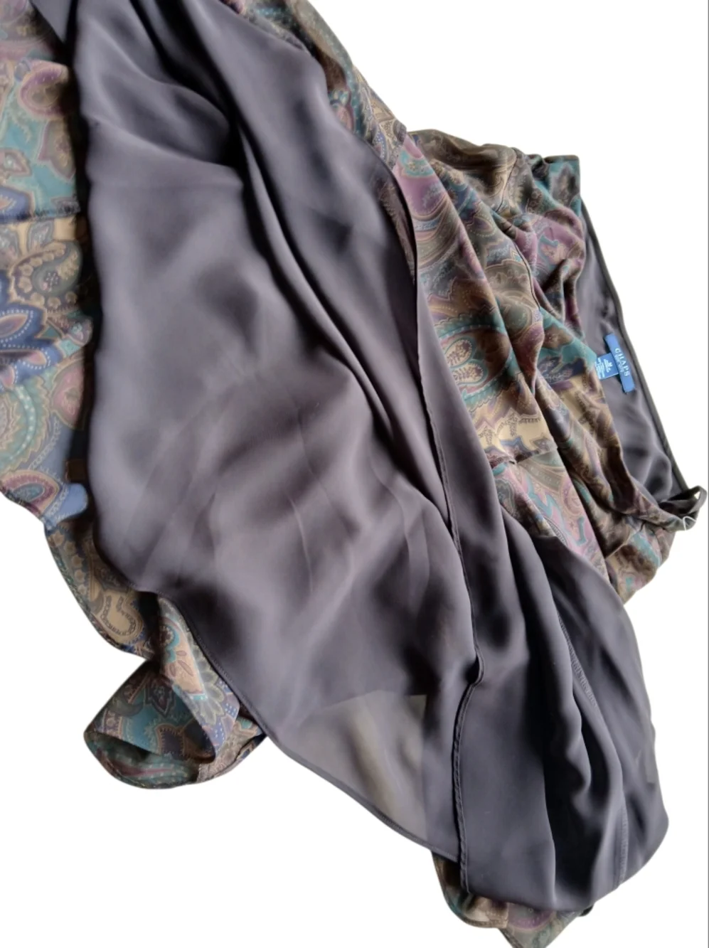 Chaps Size Medium Paisley Flare Midi Skirt in Teal & Purple